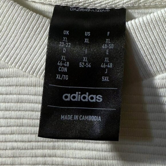 Adidas Women’s XL Ribbed V-neck Cropped Sweatshirt – White | New Without Tags - Picture 9 of 15